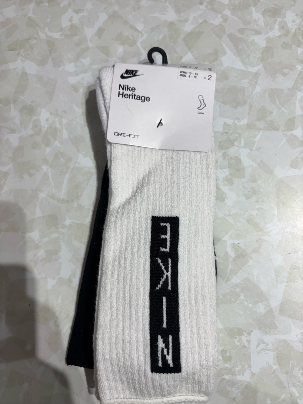 Nike White and Black Crew Athletic Socks 2 pk